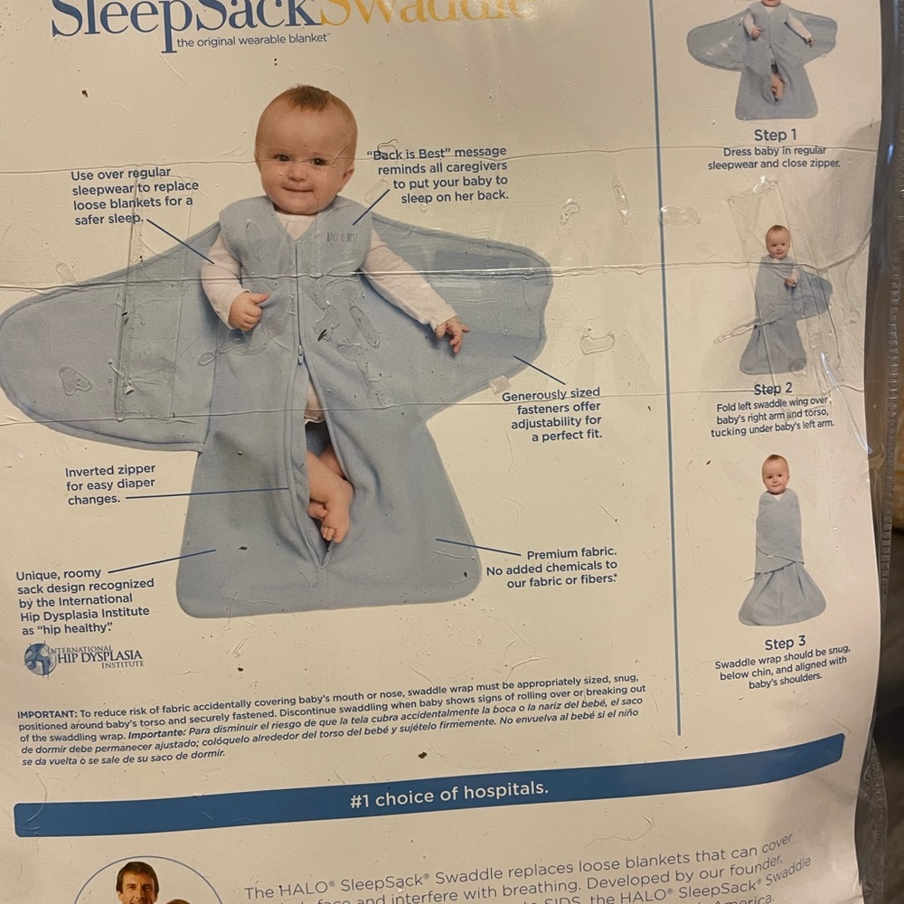 NEW White Halo sleep sack swaddle microfleece 0-3 month old baby - Picture 4 of 4